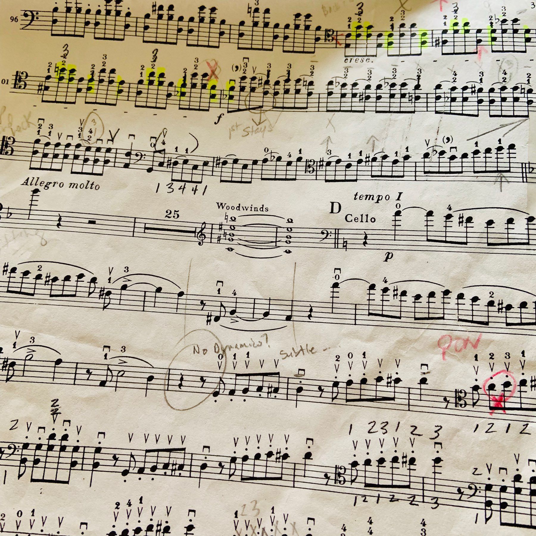 marked-up sheet music